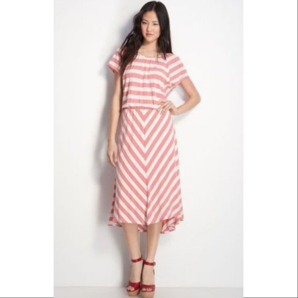 Ella Moss Striped Mullet Midi Dress Small